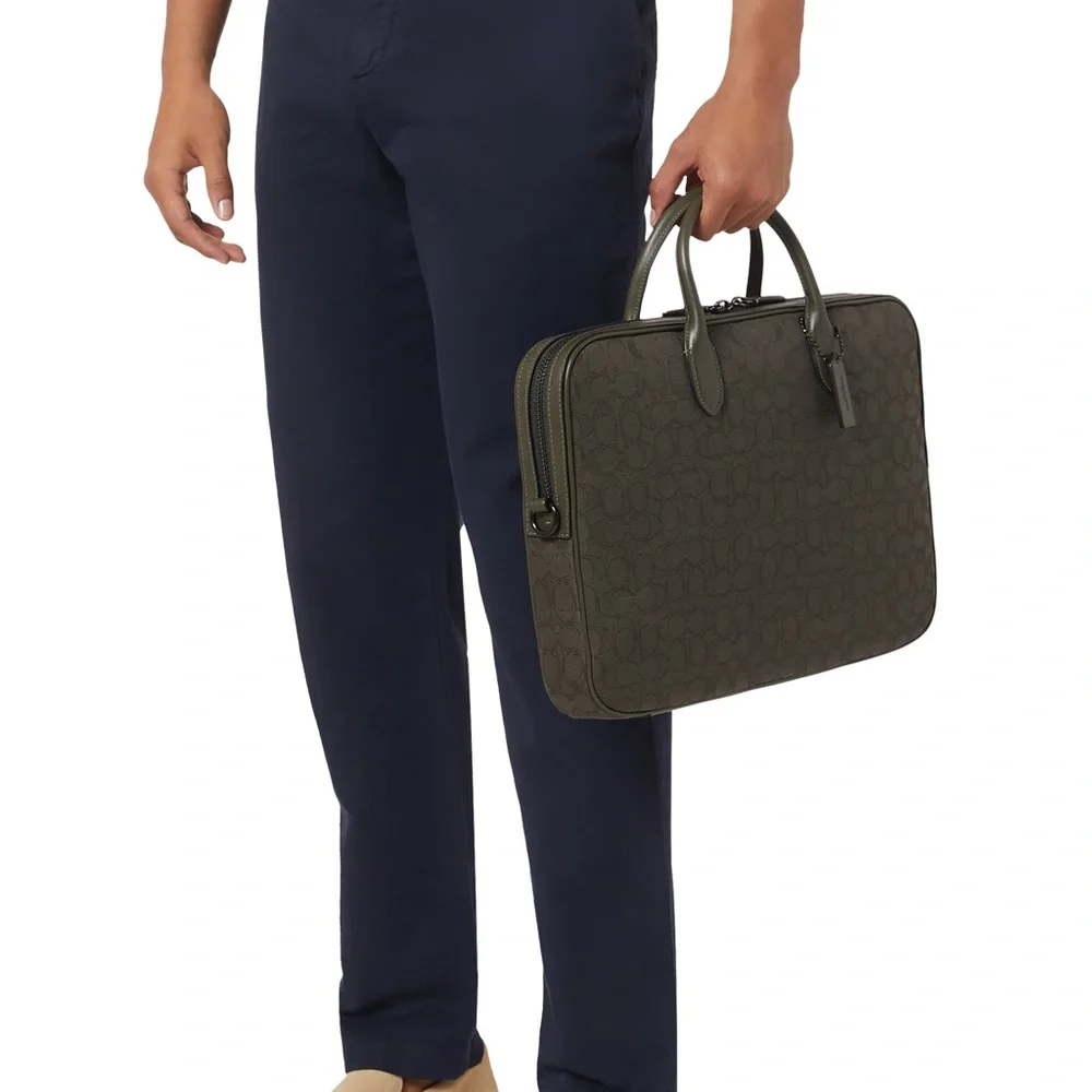 Coach 🆕 Olive Signature Laptop Brief case messenger commuter bag